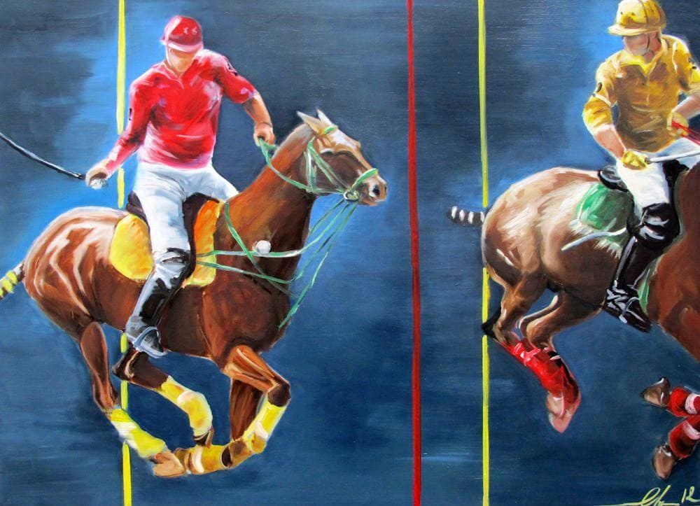 Cheavux de polo : GMAC, Saint Sulpice (2013) - Louise Groux, Artiste peintre