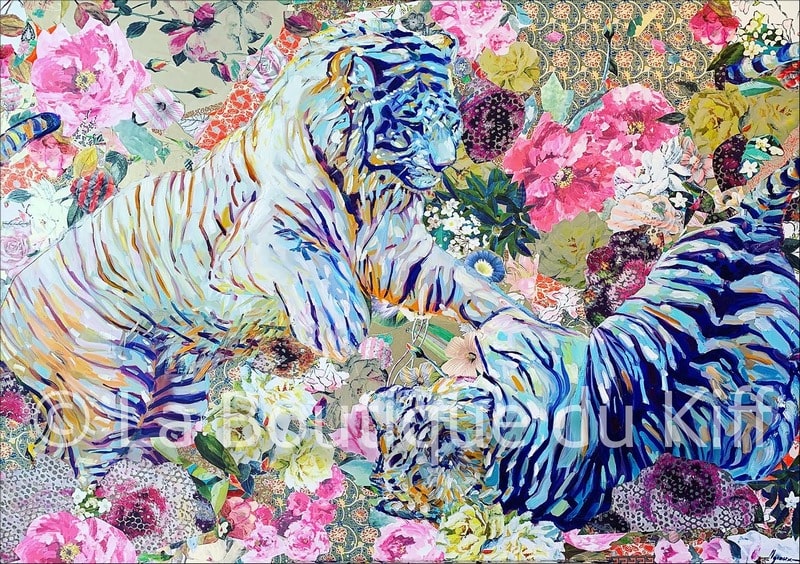 Carte Couple Tigres : Le Déconfinement du Printemps - Louise Groux - Artiste Peintre Carte Couple Tigres : Le Déconfinement du Printemps - Louise Groux - Artiste Peintre