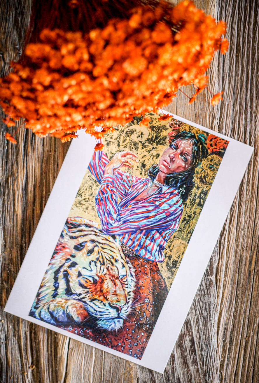 Carte Femme Tigre : L’Impératrice au Collier - Louise Groux - Artiste Peintre
