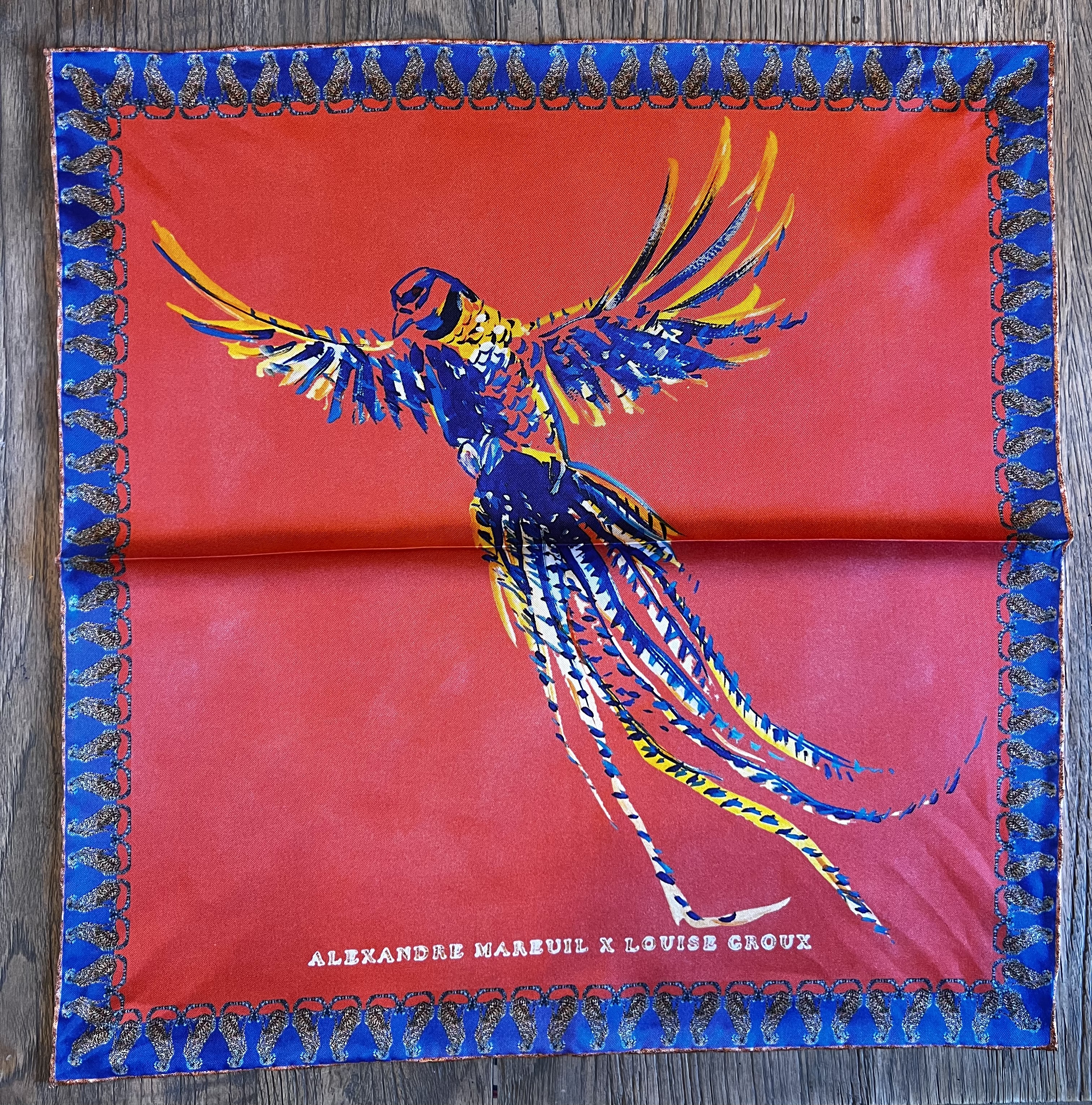 Mini foulard femme faisan - Louise Groux - Artiste Peintre