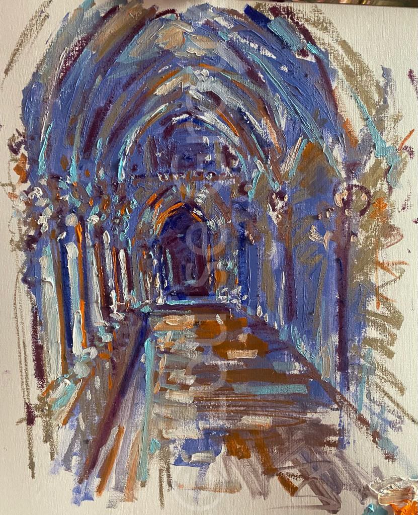 Étude cloître - Louise Groux - Artiste Peintre