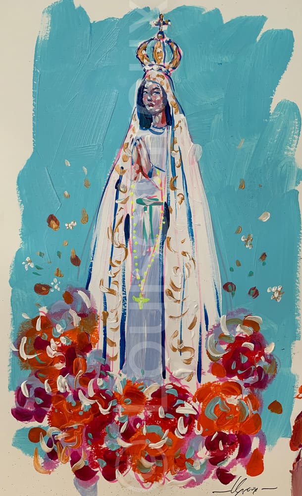 Dessin Notre Dame de Fatima - Louise Groux - Artiste Peintre