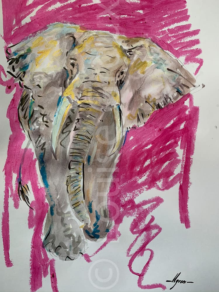 Éléphant - Louise Groux - Artiste Peintre