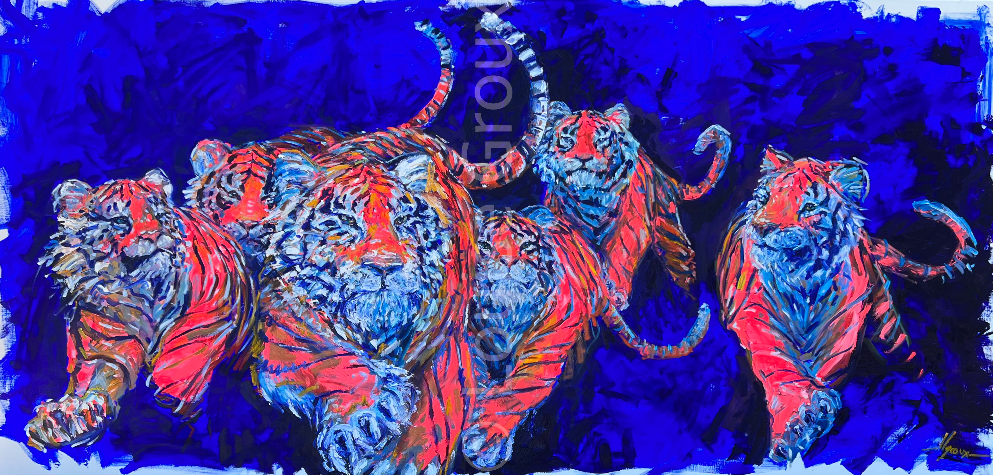Lâcher de tigres - Louise Groux - Artiste Peintre