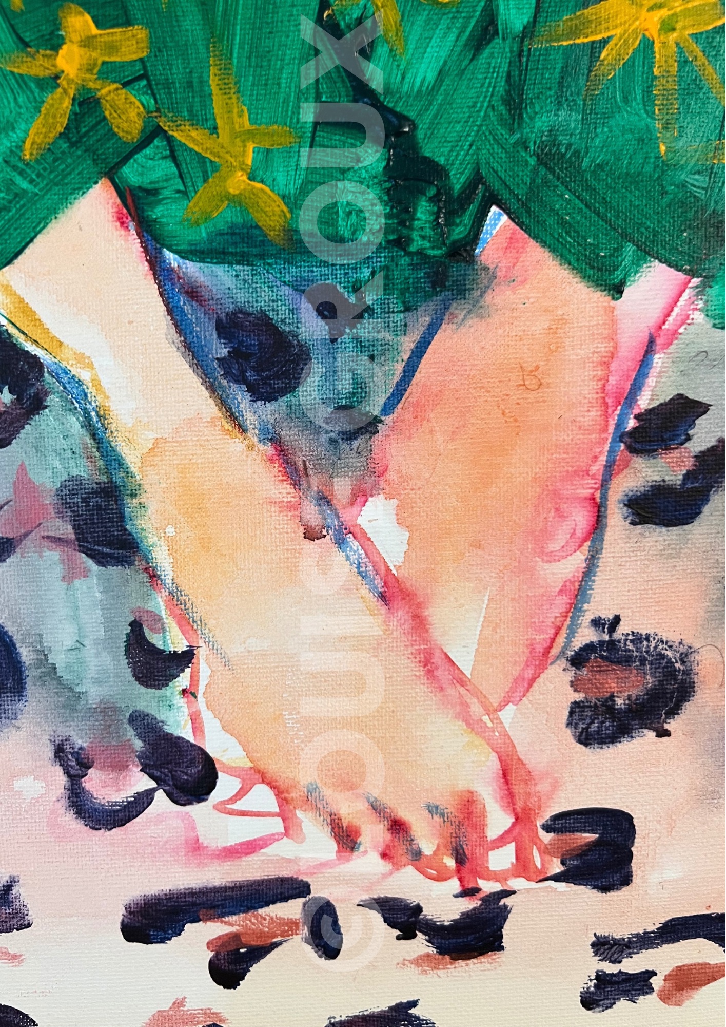 La dame en vert - Louise Groux - Artiste Peintre