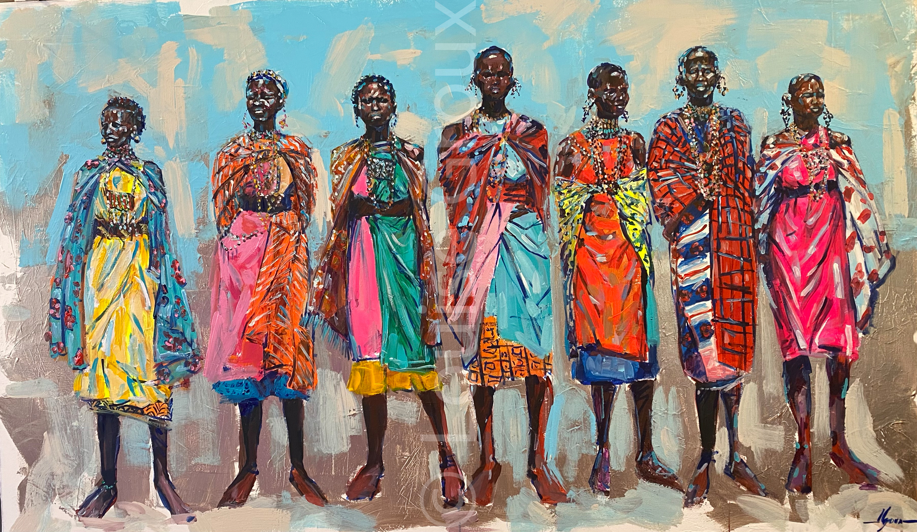 Les Maasaï - Louise Groux - Artiste Peintre