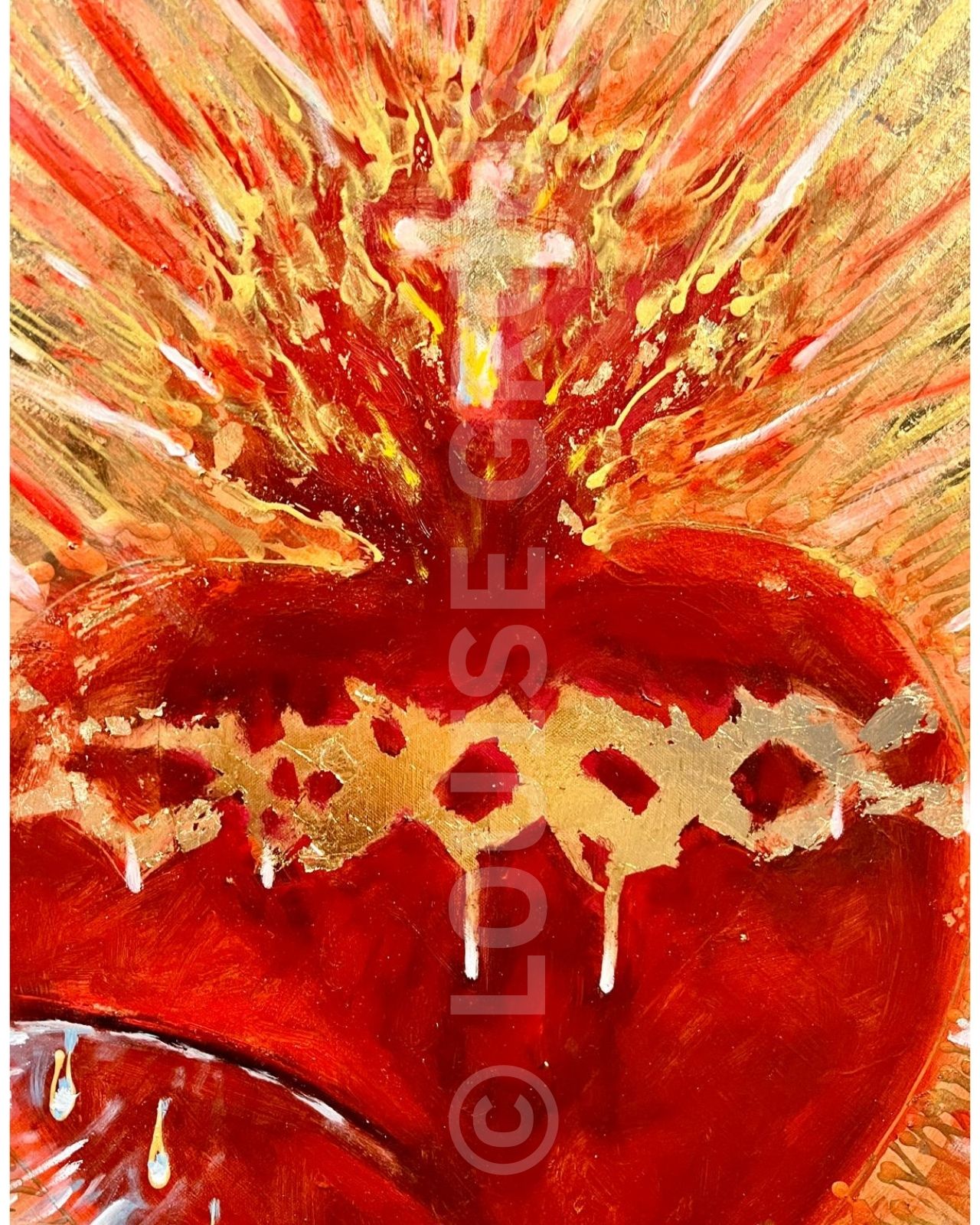 Christ au Coeur Sacré - Louise Groux - Artiste Peintre