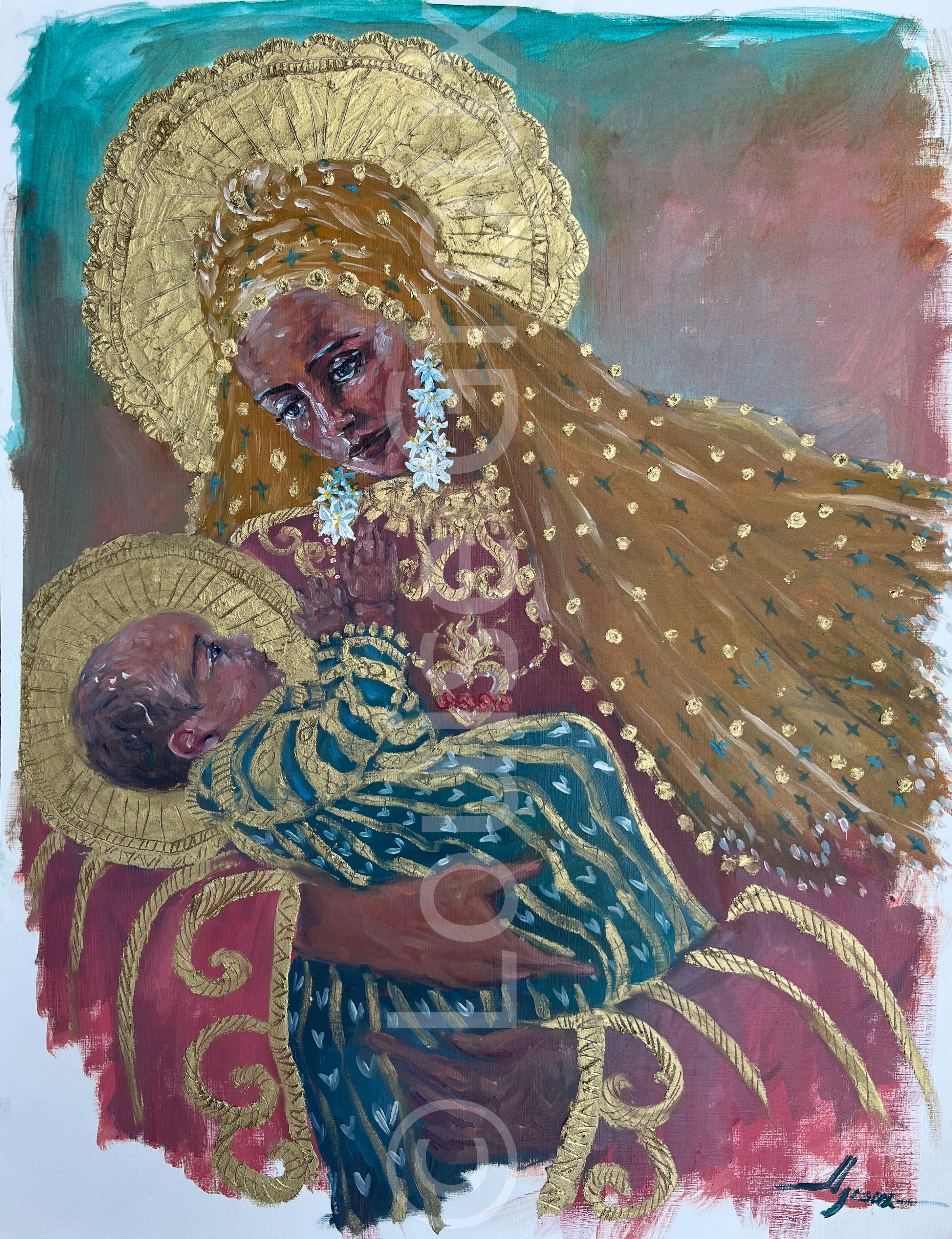 Vierge à l'Enfant - Louise Groux - Artiste Peintre